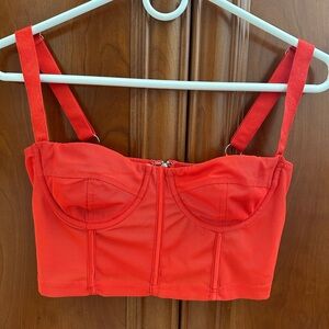 Edikted Red Mesh Corset Going Out Top